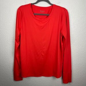 Athleta Split Back Shirt Womens Large Orange Tulip Hem Top Athletic‎ Sports Gym